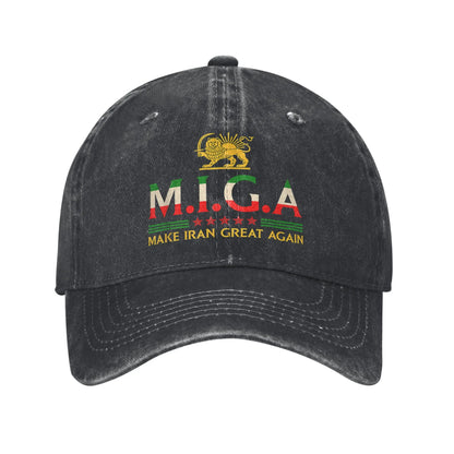 MIGA Make Iran Great Again Emblem Washed Baseball Cap