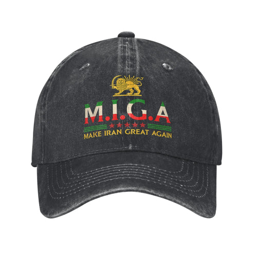 MIGA Make Iran Great Again Emblem Washed Baseball Cap