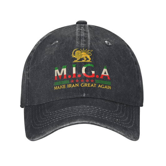 MIGA Make Iran Great Again Emblem Washed Baseball Cap
