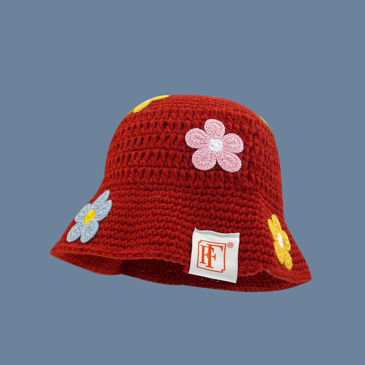 Hook flower Colorful Gradient knittingWoolen Hat Women's
