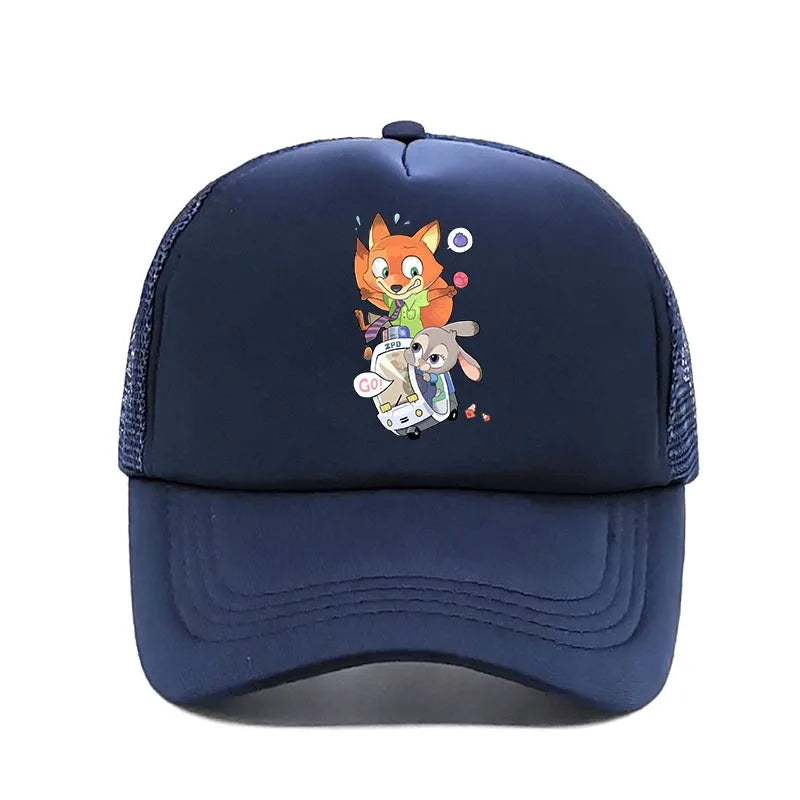 Cartoon Anime Print Baseball Cap Zootopia Judy Nick Sun Mesh Hat