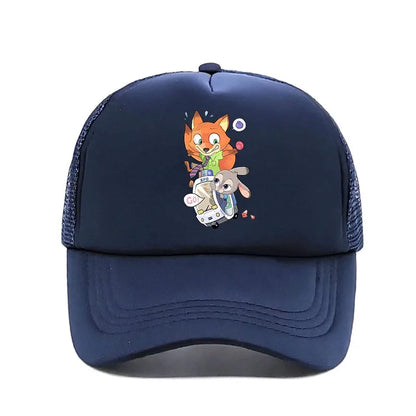 Cartoon Anime Print Baseball Cap Zootopia Judy Nick Sun Mesh Hat