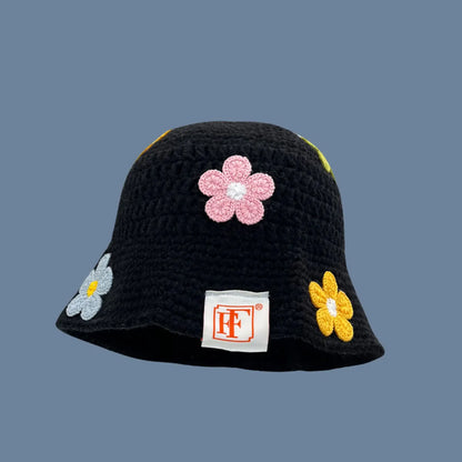 Hook flower Colorful Gradient knittingWoolen Hat Women's