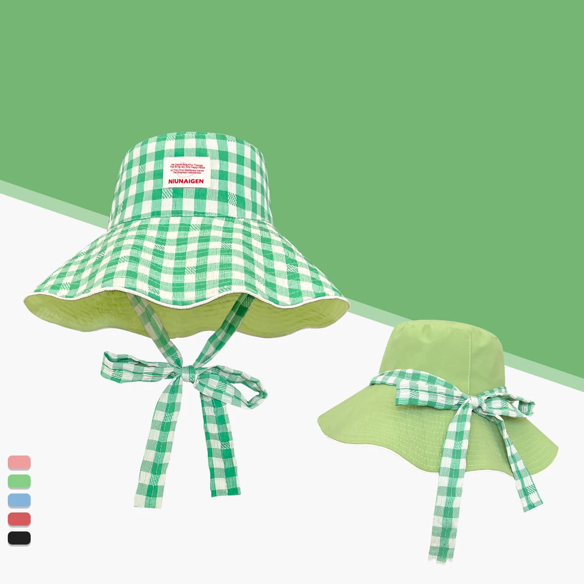 Plaid Fisherman Hat Trendy Seaside Beach Sunshade Hat Double-Sided