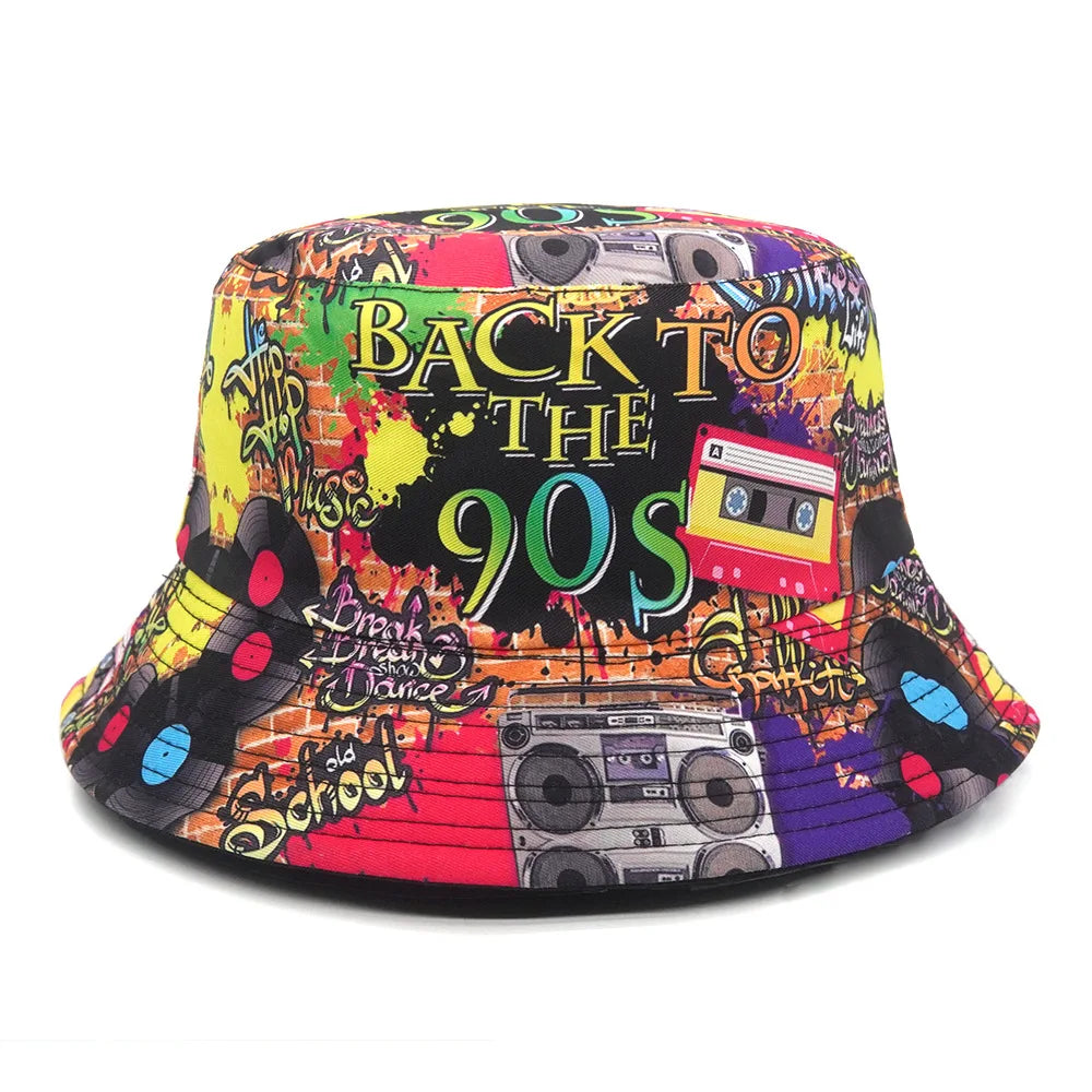 Panama Bucket Hats Animal Letter Print Fisherman Hat For Women Men