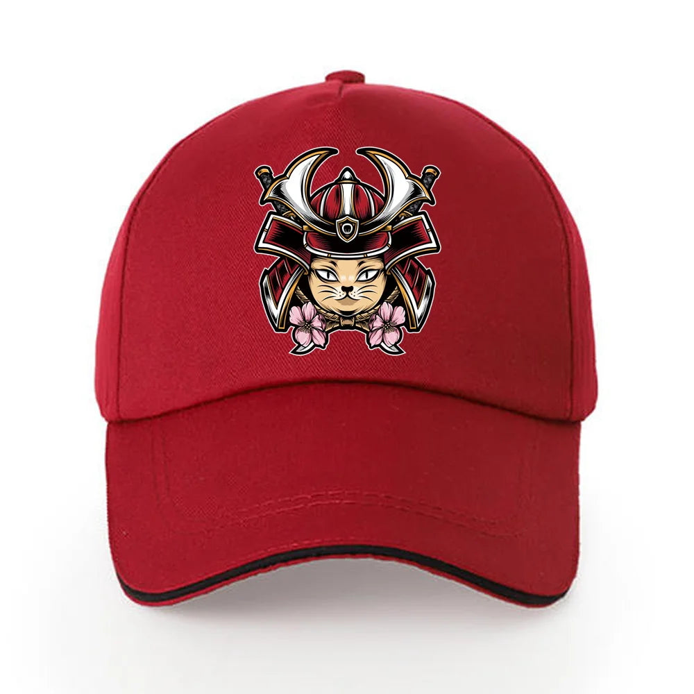 Summer Baseball Cap Solid Cotton Sun Hat Samurai Print