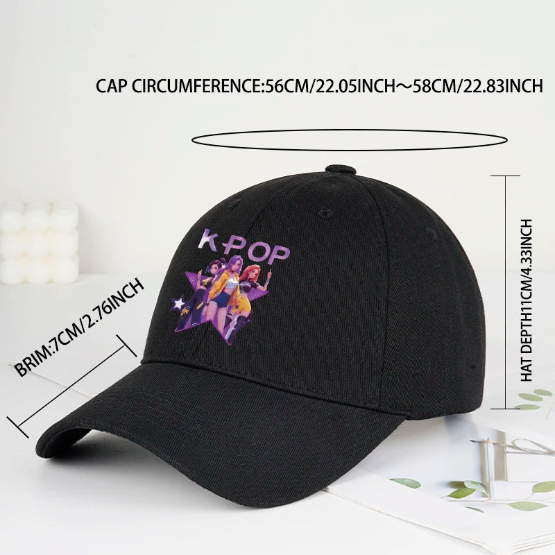 K-POP Cartoon Girl Group Star Print Soft-Peak Baseball Cap
