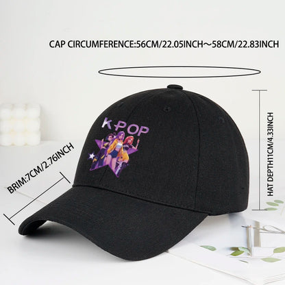 K-POP Cartoon Girl Group Star Print Soft-Peak Baseball Cap
