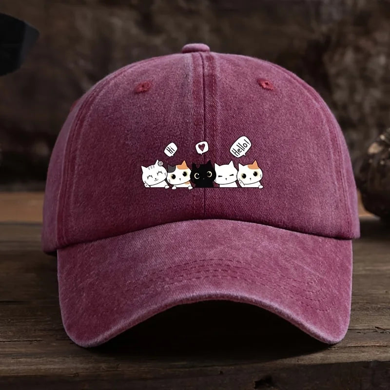 Cute Five Kittens Printed Baseball Hat