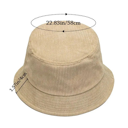 Corduroy Bucket Hat Casual Fisherman Cap Men Women