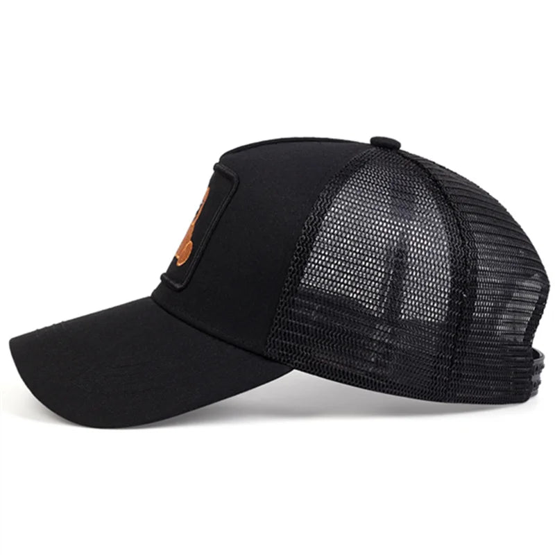 Unisex Snapback Caps Men Breathable Mesh Hats For Women Embroidery Bear Baseball Cap
