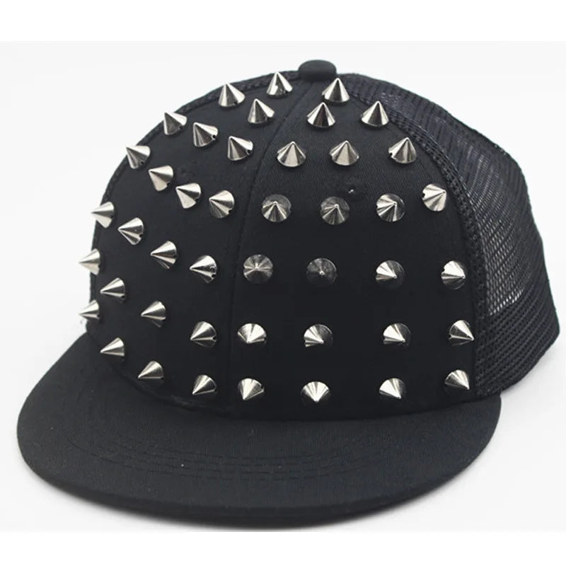 Men Women Rivet Hat Punk Rock Hip Hop Stud Baseball Cap Y2K Snapback Outdoor