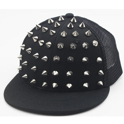 Men Women Rivet Hat Punk Rock Hip Hop Stud Baseball Cap Y2K Snapback Outdoor