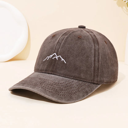 Fashionable Retro Washed Mountain Embroidered Duckbill Cap Baseball Cap For Sports