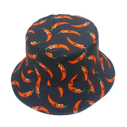 Unisex Chili Pepper Print Reversible Bucket Hat