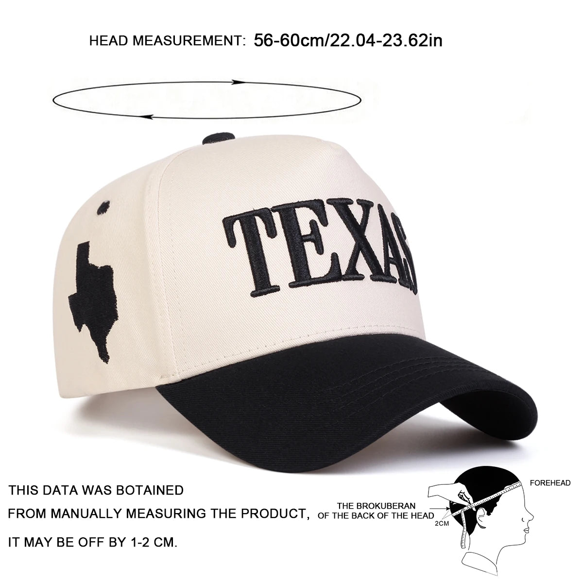 Unisex TEXAS Letter Embroidery Baseball Caps Sunscreen Hat Sports Cap