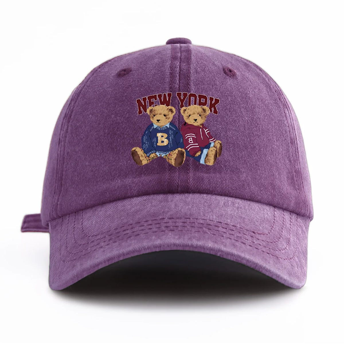 Bear Duo Print Washed Baseball Cap