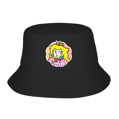 Unisex Bucket Hat Super Marios Princess Peach Spring Headwear Foldable