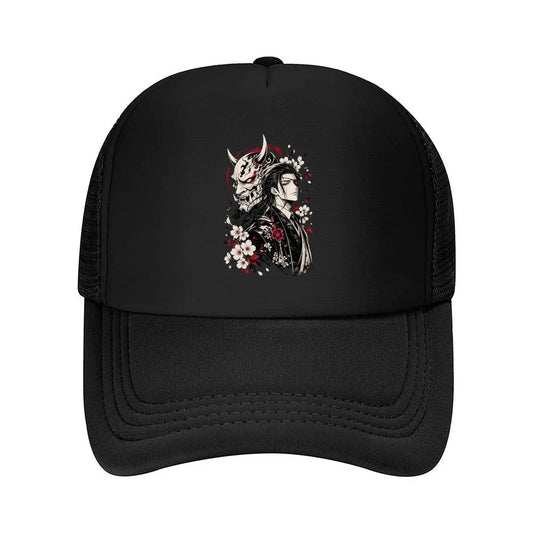 Monochrome Oni Gentleman Floral Port Mesh Baseball Cap