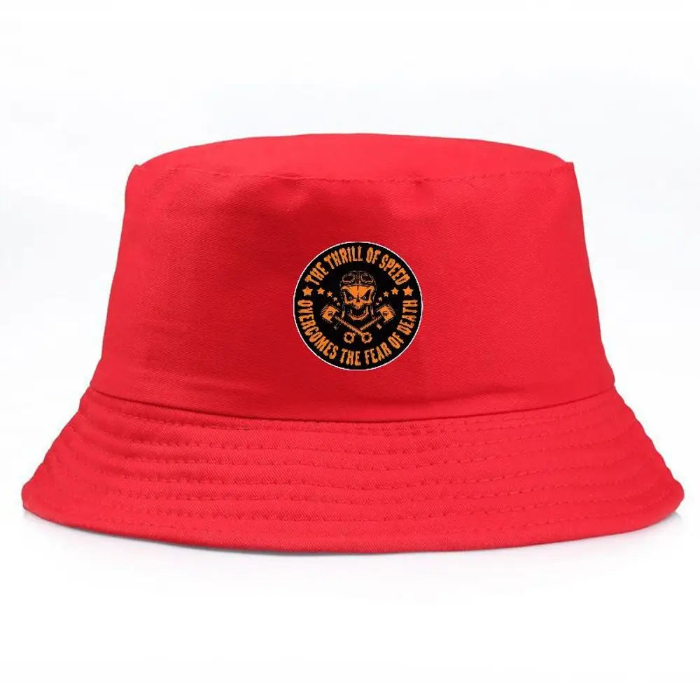 Black Summer Bucket Hat With Skull Print Fishing Cap For Men Women