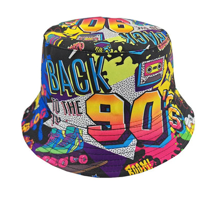 New Fashion Graffiti Sunscreen Bucket Hats Fashion Letter Print Fisherman