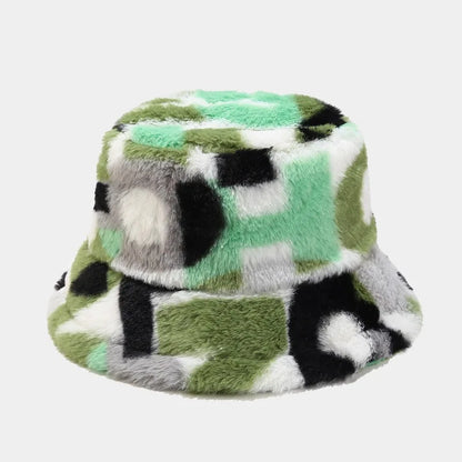 Womens Colorful Digital Print Fisherman Hat Autumn Winter Wide