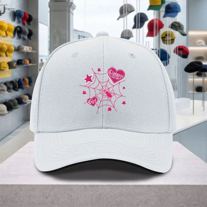 Spider Web Heart Pink Adjustable Sandwich Baseball Cap