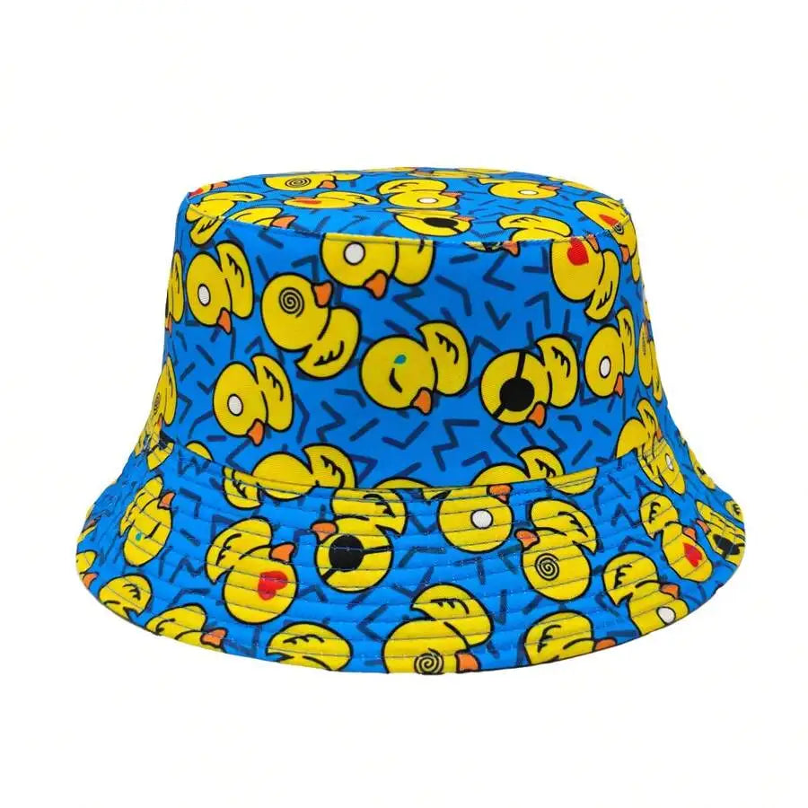 Casual Colorful Cartoon Duckling Print Bucket Hat