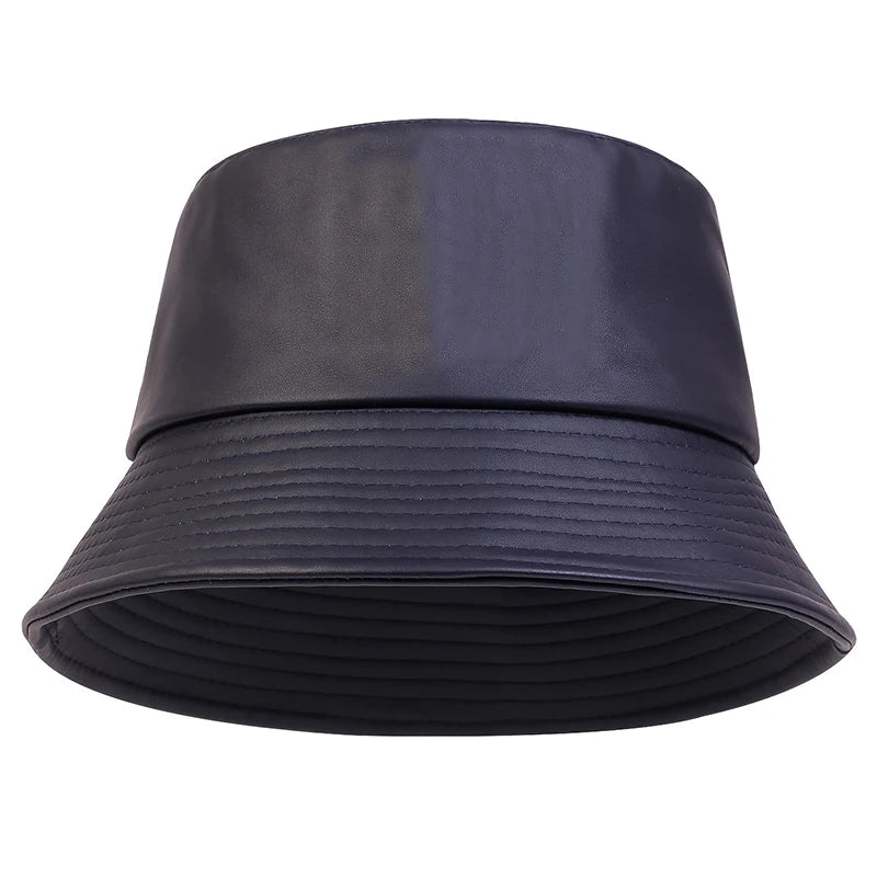 Winter Fashion Bucket Hat Artificial Leather Windproof Warm