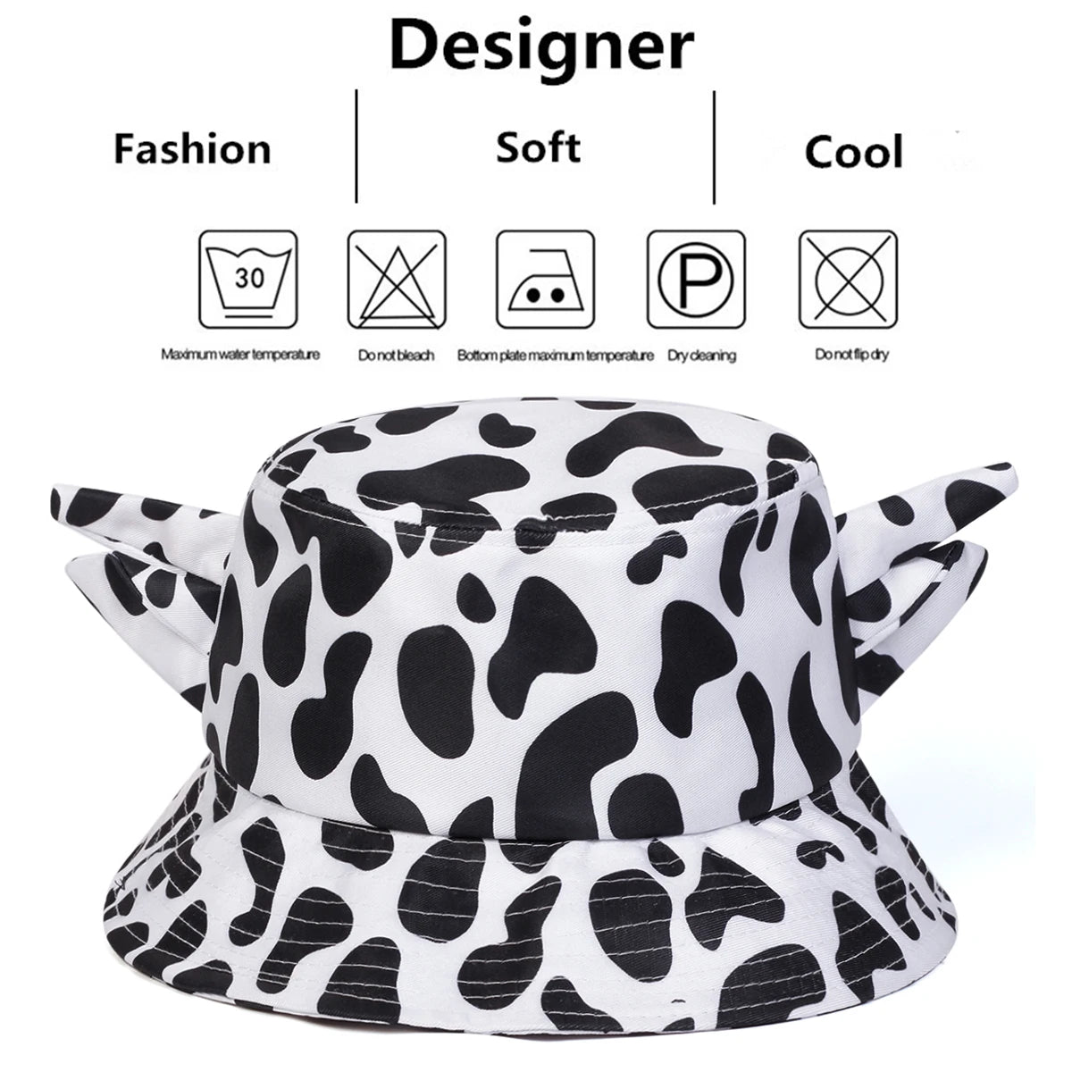 Unisex Personality Cute Cow Print Bucket Hats