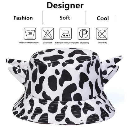 Unisex Personality Cute Cow Print Bucket Hats