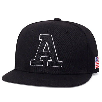 Unisex Simple Letter A Embroidery Hip-hop Hats Snapback Caps Sunscreen Hat