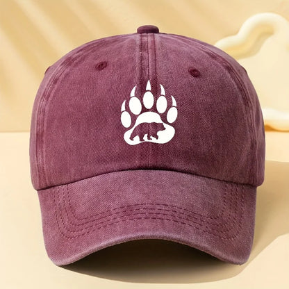 Bear Paw Printed Baseball Cap Is Suitable For Outdoor Sports