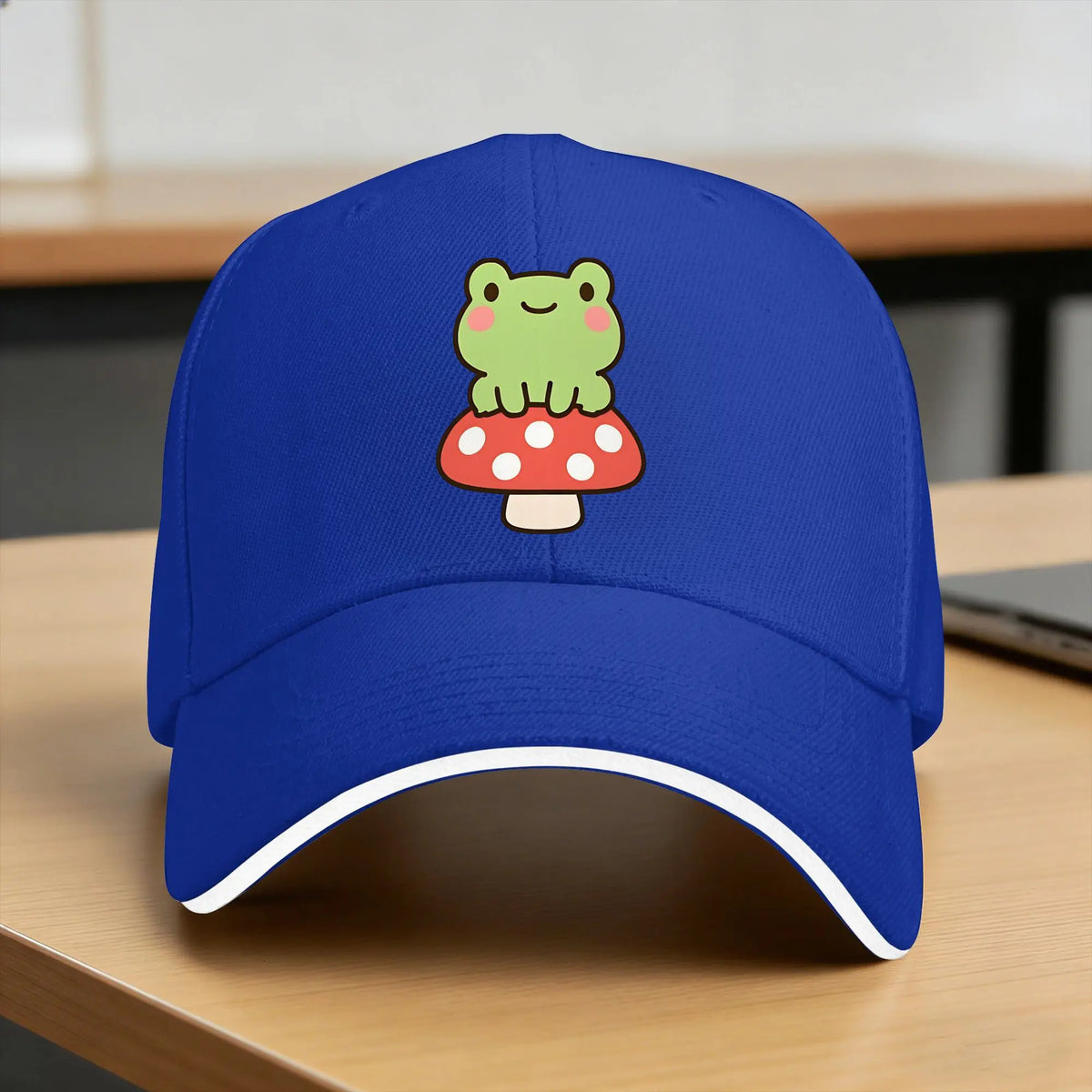 Cute Frog On A Mushroom Kawaii Frog Casual Baseball Cap