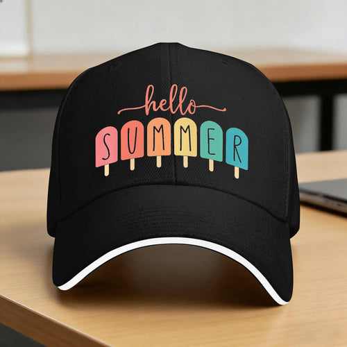 Hello Summer Vacation Ice Cream Sun Baseball Cap