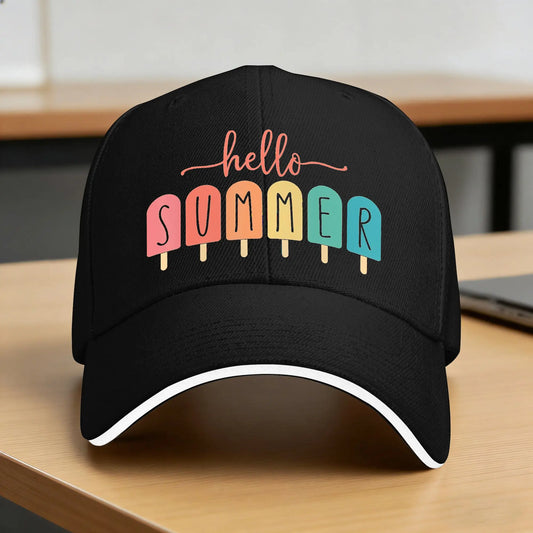 Hello Summer Vacation Ice Cream Sun Baseball Cap