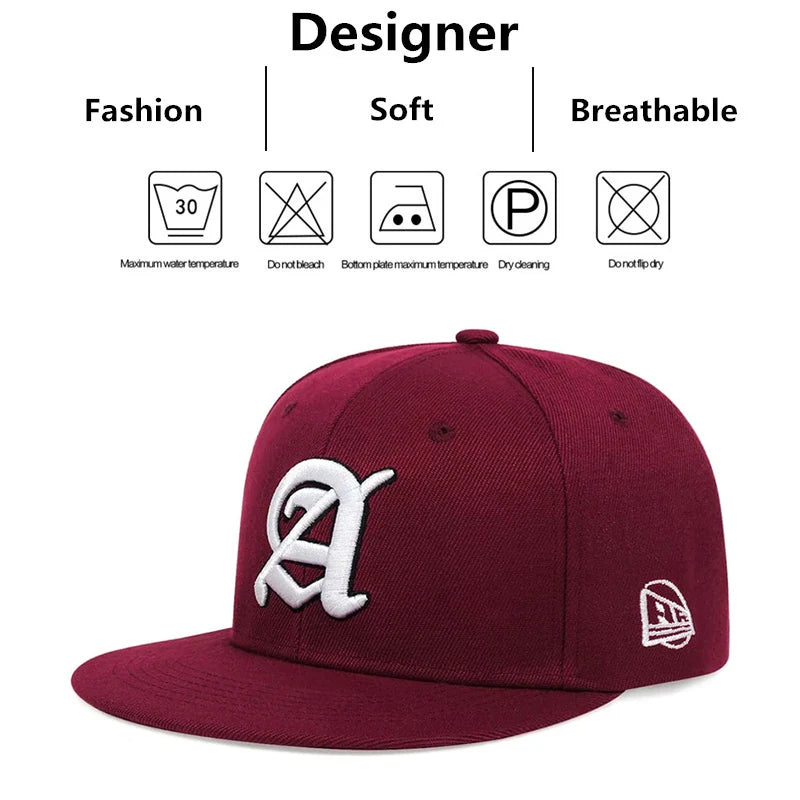 Unisex Personality A Letter Embroidery Hip-hop Hats Snapback Cap