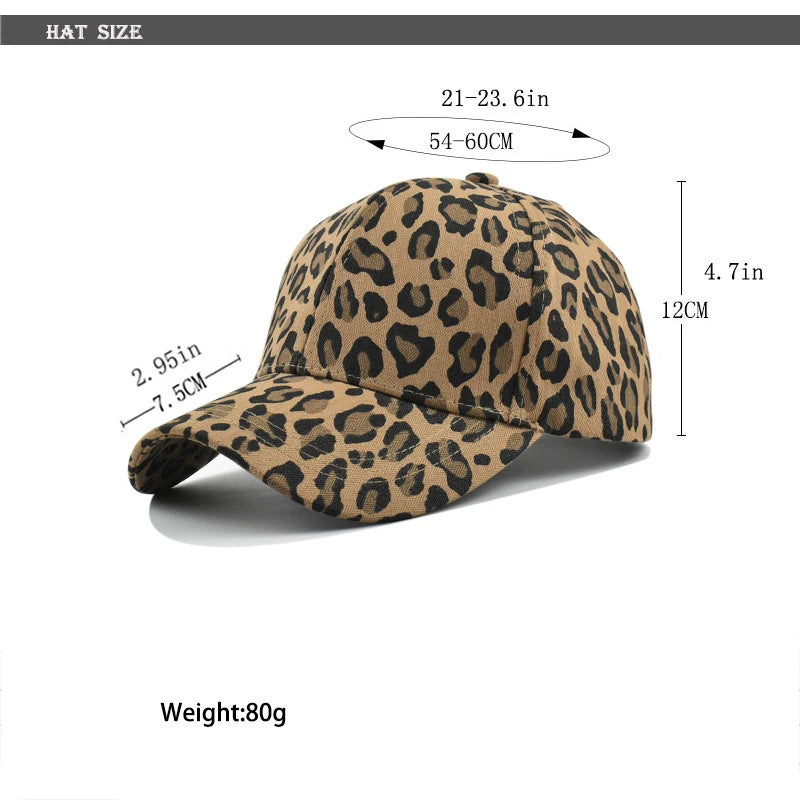 Baseball Cap Leopard Print Snapback Hat Cotton Adjustable Hip Hop Hat