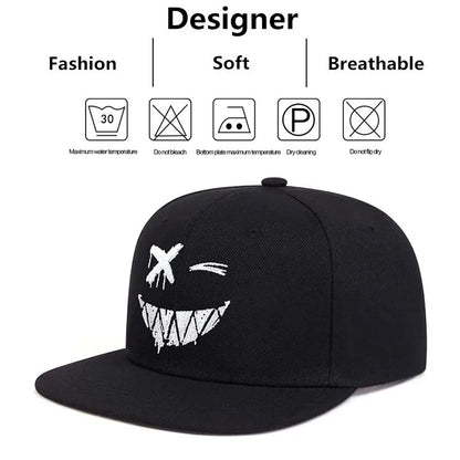 Unisex Personality Ghost Expression Embroidery Hip-hop Hat Snapback Caps