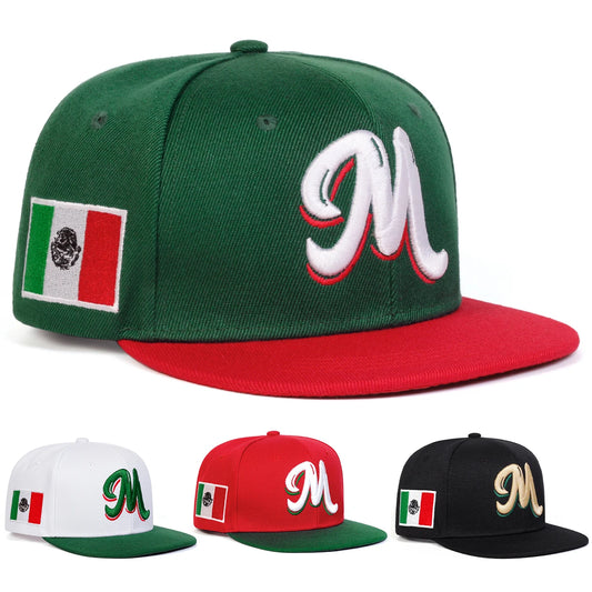 Unisex M Embroidery Side Mexican Flag Hip Hop Net Hats