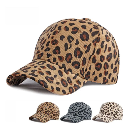 Women Winter Hat Leopard Pattern Corduroy Baseball Cap Men