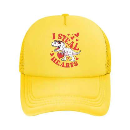 Dinosaur I Steal Hearts Graphic 2026 Mesh Baseball Cap