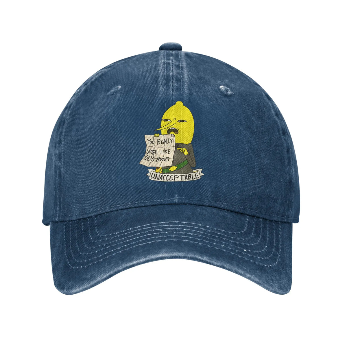 Unisex Lemongrab Printed Hat Fashion Distressed Denim Baseball Cap