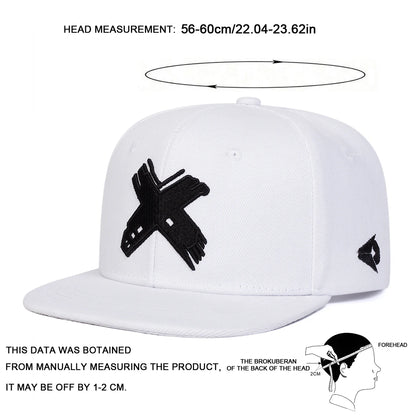 Unisex X Letter Embroidery Hip-hop Hats Snapback Caps