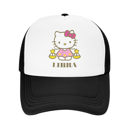 Hello Kitty Zodiac Libra Mesh Baseball Cap Hip-Hop Sun Hat Dad Hat Breathable