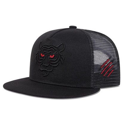 Unisex Tiger Embroidery Hip-hop Net Hats