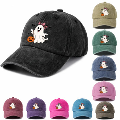 Witch Ghost With Pumpkin Graphic Baseball Cap