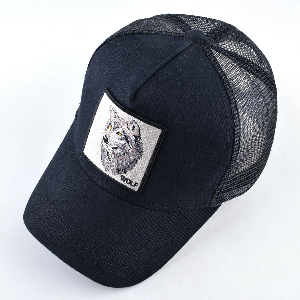 Fashion Baseball Cap With Embroidery Wolf Patch Snapback Hip Hop Hat
