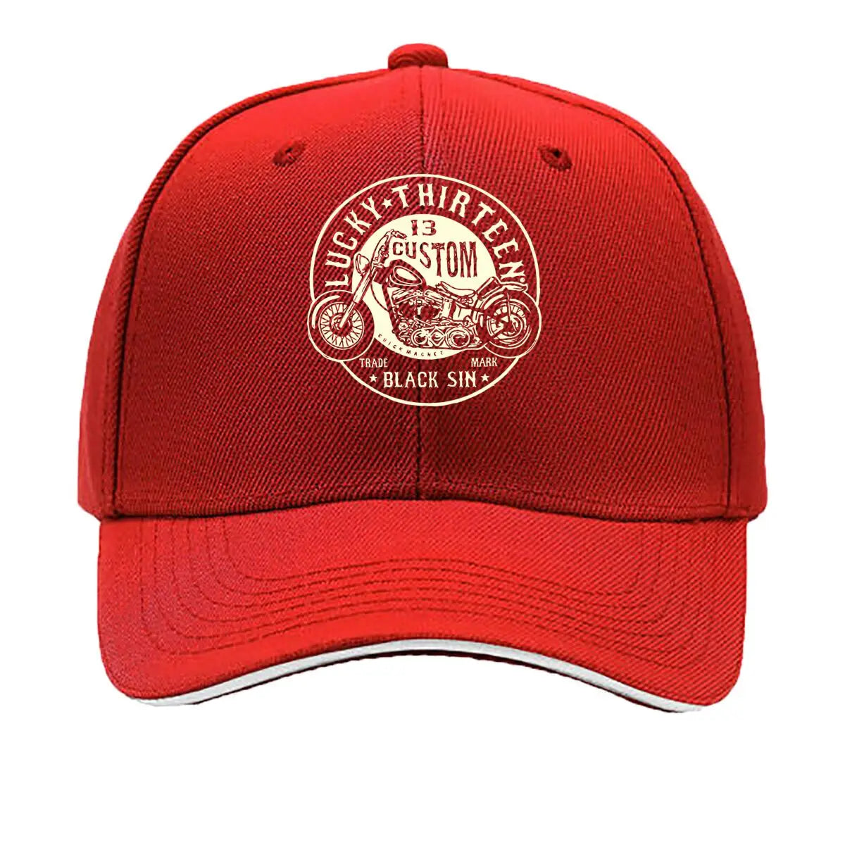 Lucky 13 Custom Moto Retro Rebellion Biker Culture Art Sandwich Baseball Cap