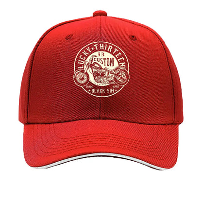 Lucky 13 Custom Moto Retro Rebellion Biker Culture Art Sandwich Baseball Cap